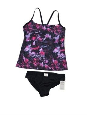 Nike Floral Tankini Swim Set in Black and Pink Size Small NWT $98